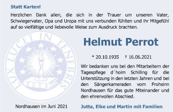 Traueranzeige von Helmut Perrot von GESAMT