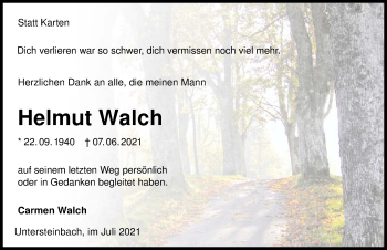 Traueranzeige von Helmut Walch von GESAMT