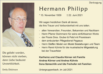 Traueranzeige von Hermann Philipp von GESAMT