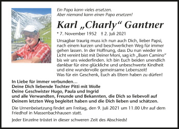 Traueranzeige von Karl Gantner von GESAMT