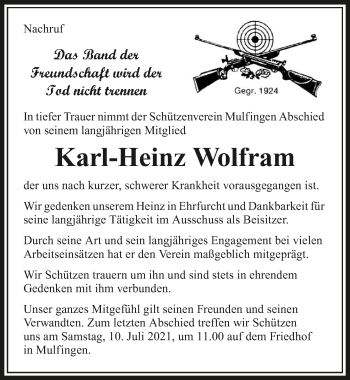 Traueranzeige von Karl-Heinz Wolfram von GESAMT