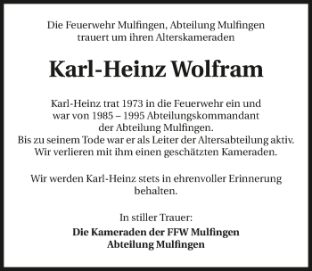 Traueranzeige von Karl-Heinz Wolfram von GESAMT