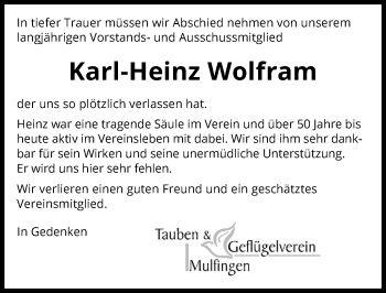 Traueranzeige von Karl-Heinz Wolfram von GESAMT