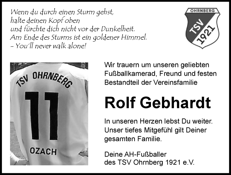  Traueranzeige für Rolf Gebhardt vom 05.07.2021 aus GESAMT