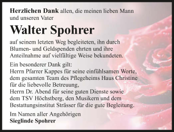 Traueranzeige von Walter Spohrer von GESAMT