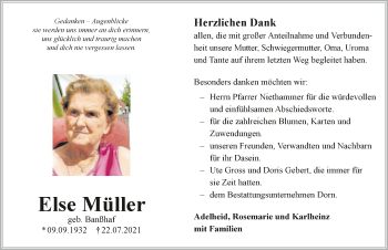 Traueranzeige von Else Müller von GESAMT
