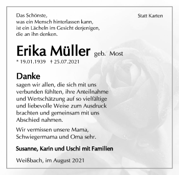 Traueranzeige von Erika Müller von GESAMT
