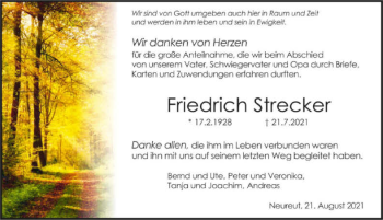 Traueranzeige von Friedrich Strecker von GESAMT