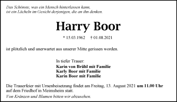 Traueranzeige von Harry Boor von GESAMT