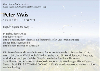 Traueranzeige von Peter Wais von GESAMT
