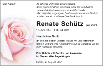 Traueranzeige von Renate Schütz von GESAMT