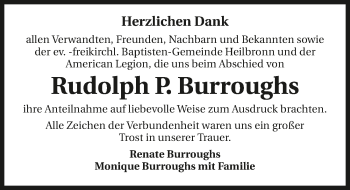 Traueranzeige von Rudolph P. Burroughs von GESAMT