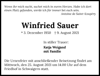 Traueranzeige von Winfried Sauer von GESAMT