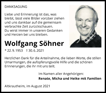 Traueranzeige von Wolfgang Söhner von GESAMT
