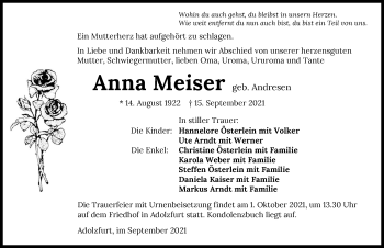 Traueranzeige von Anna Meiser von GESAMT