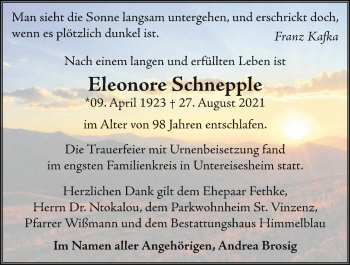 Traueranzeige von Eleonore Schnepple von GESAMT