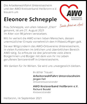 Traueranzeige von Eleonore Schnepple von GESAMT