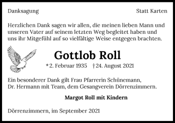 Traueranzeige von Gottlob Roll von GESAMT