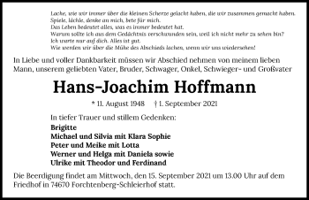 Traueranzeige von Hans-Joachim Hoffmann von GESAMT