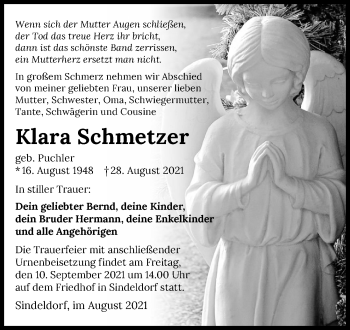 Traueranzeige von Klara Schmetzer von GESAMT