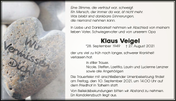 Traueranzeige von Klaus Veigel von GESAMT