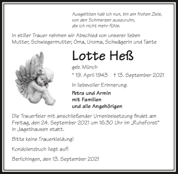 Traueranzeige von Lotte Heß von GESAMT