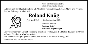 Traueranzeige von Roland Knüg von GESAMT