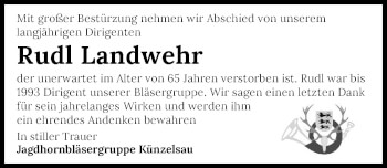 Traueranzeige von Rudl Landwehr von GESAMT