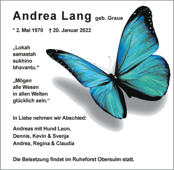 Traueranzeige von Andrea Lang von GESAMT