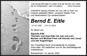 Traueranzeige von Bernd E. Eitle von GESAMT