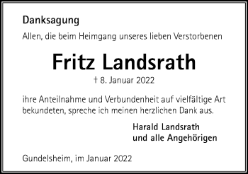 Traueranzeige von Fritz Landsrath von GESAMT
