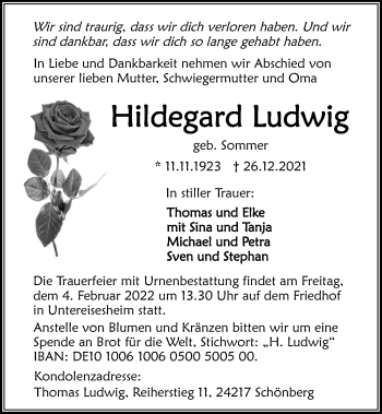 Traueranzeige von Hildegard Ludwig von GESAMT