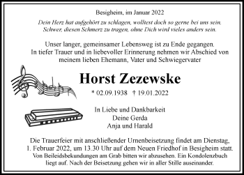 Traueranzeige von Horst Zezewske von GESAMT