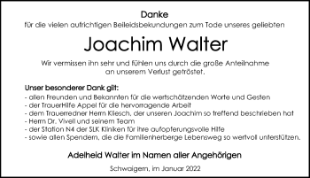 Traueranzeige von Joachim Walter