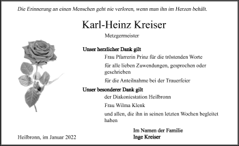Traueranzeige von Karl-Heinz Kreiser
