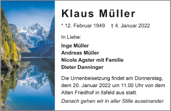 Traueranzeige von Klaus Müller von GESAMT