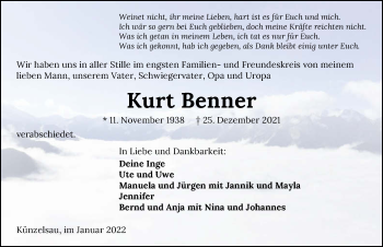 Traueranzeige von Kurt Benner von GESAMT