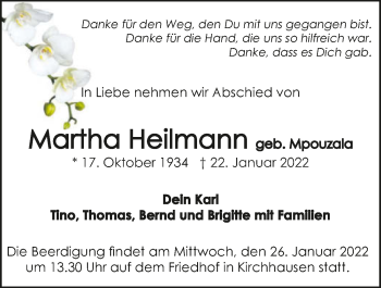 Traueranzeige von Martha Heilmann von GESAMT