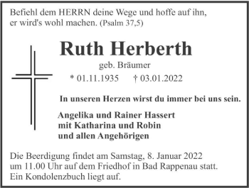 Traueranzeige von Ruth Herberth von GESAMT