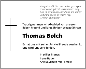 Traueranzeige von Thomas Bolch von GESAMT