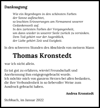 Traueranzeige von Thomas Kronstedt