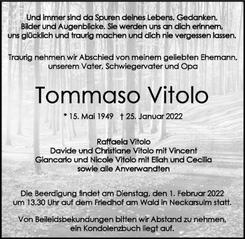 Traueranzeige von Tommaso Vitolo von GESAMT