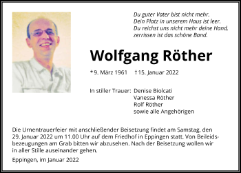 Traueranzeige von Wolfgang Röther von GESAMT