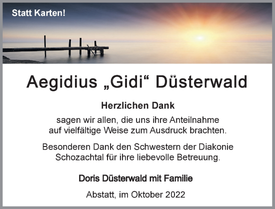 Traueranzeige von Aegidius Düsterwald von Heilbronner Stimme