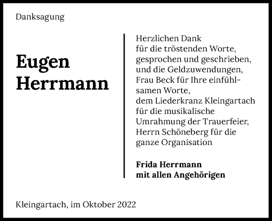 Traueranzeige von Eugen Herrmann von Heilbronner Stimme