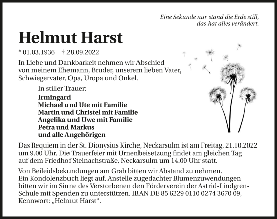 Traueranzeige von Helmut Harst von GESAMT