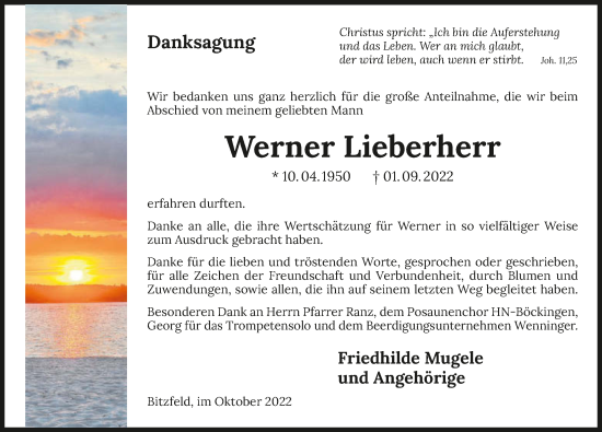 Traueranzeige von Werner Lieberherr von GESAMT