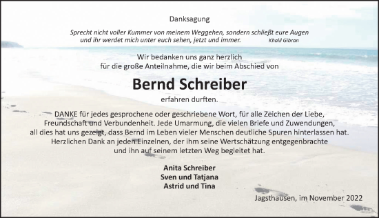 Traueranzeige von Bernd Schreiber von Heilbronner Stimme