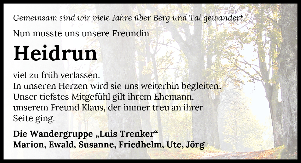  Traueranzeige für Heidrun Auerhammer vom 15.11.2022 aus Heilbronner Stimme