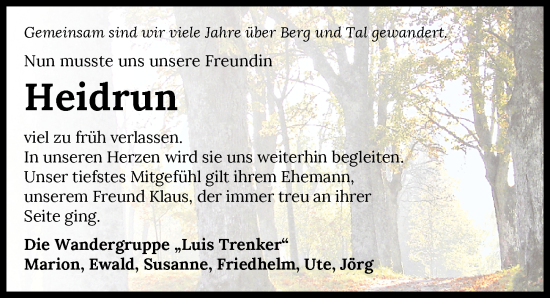 Traueranzeige von Heidrun Auerhammer von Heilbronner Stimme